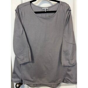 Hinson Wu Women Gray 3/4 Sleeve Pleated Back Button Detail Top Size 10